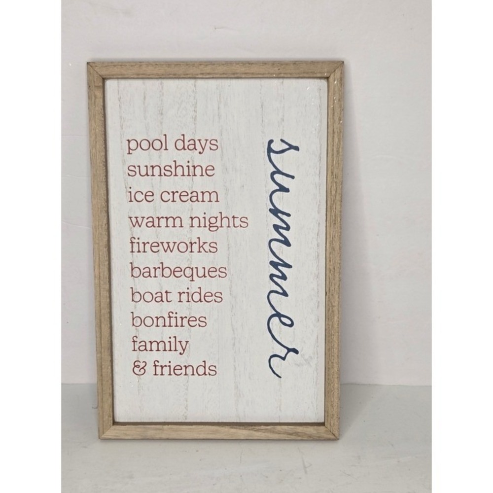 Summer Wooden Wall Decor Sign Pool Ice Cream BBQ Fireworks - Picture 2 of 6